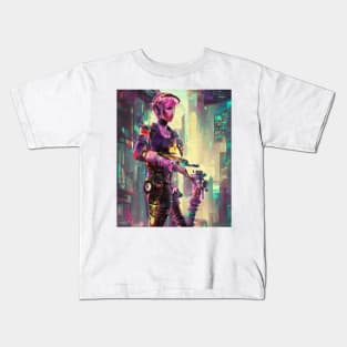 Cyberpunk City Full Scale AI Kids T-Shirt